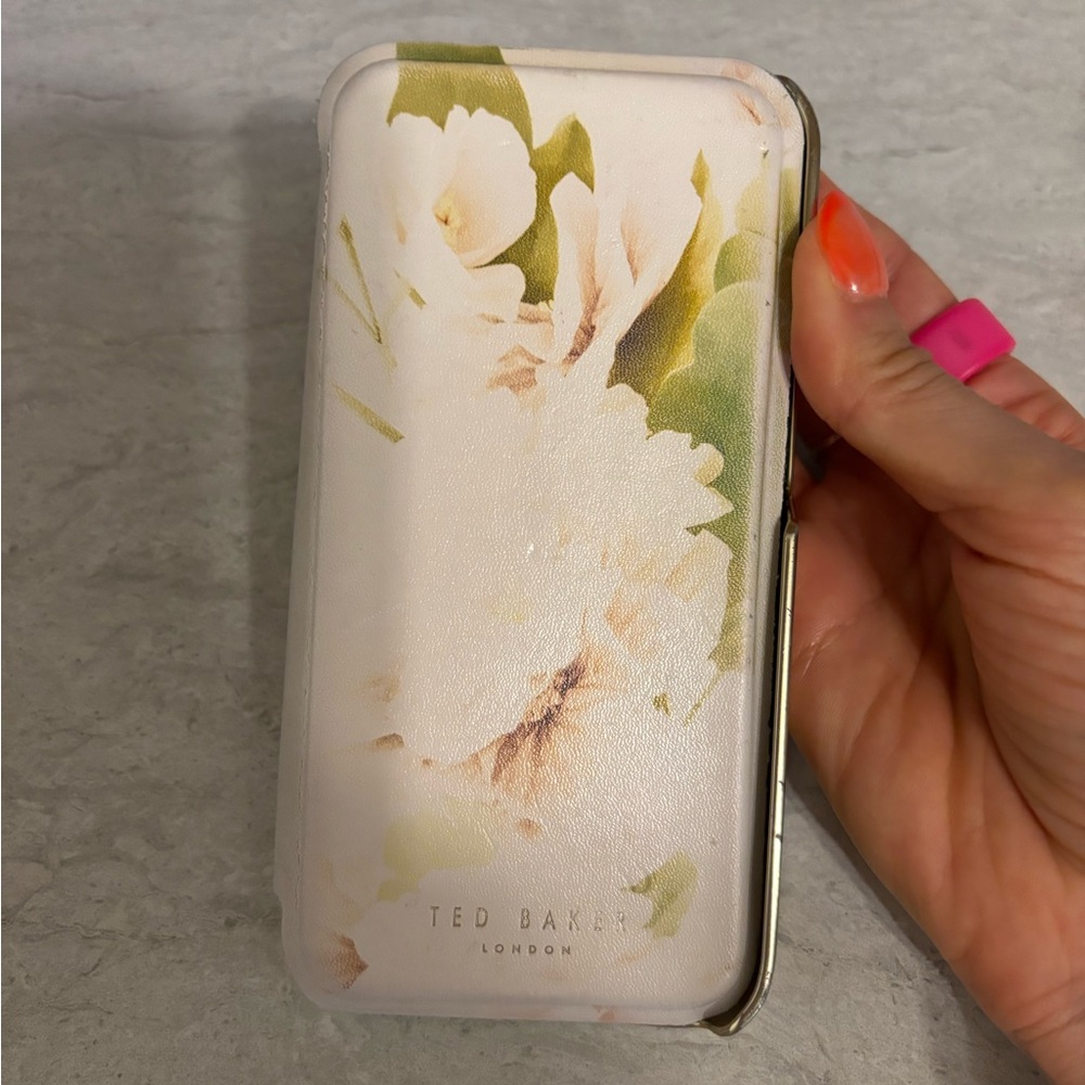 Ted Baker Elegant Floral Phone Case - Cream and Green. Fits iPhone 15.